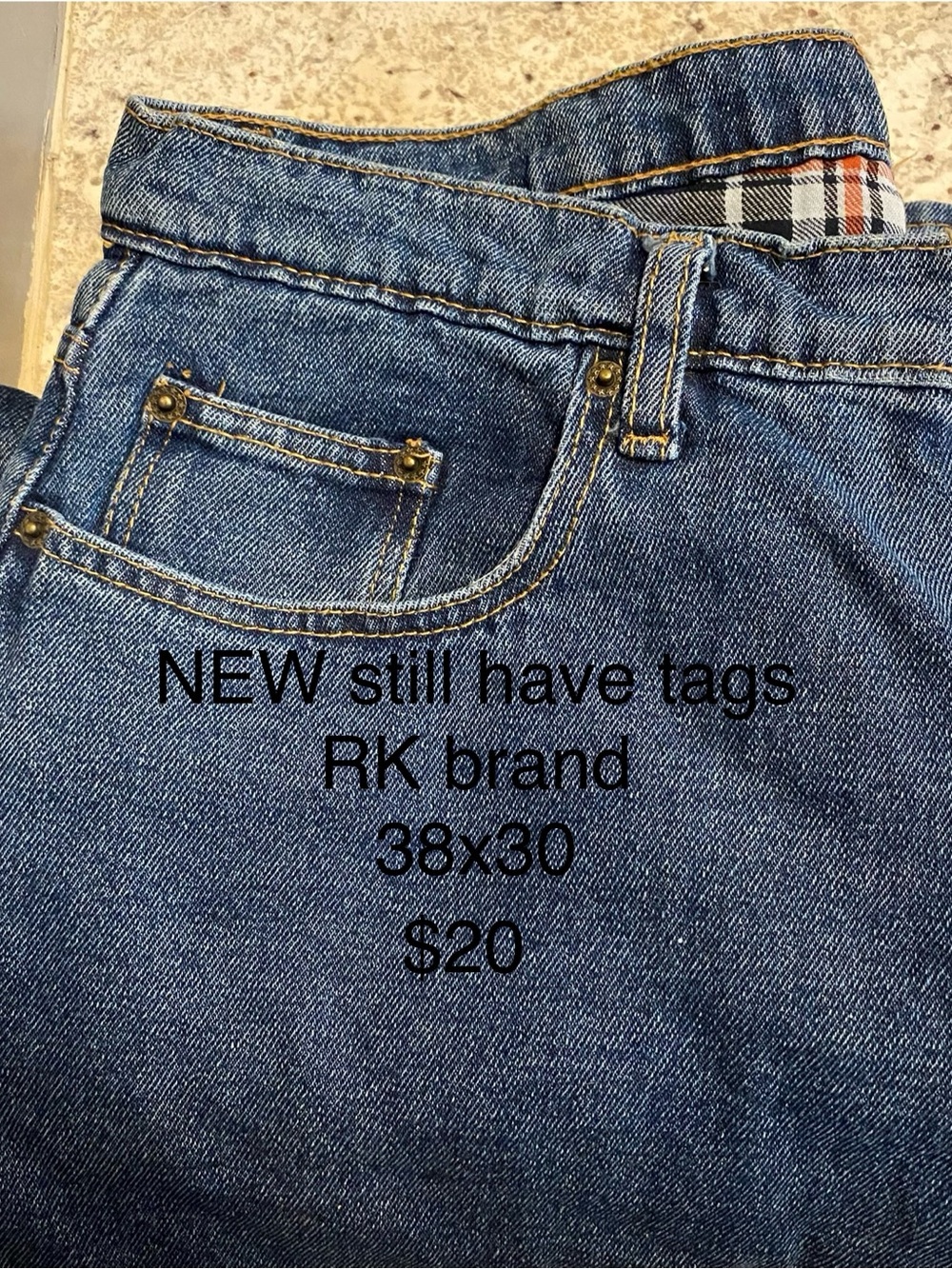 RK Men’s Straight Jeans in Dark Blue Denim